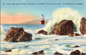 heavy surf and mile rock light house, entrance to Golden Gate San Francisco, CA