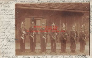 Germany, Ulm Postmark, RPPC, German Soldiers in Uniform with Rifles, 1905 PM