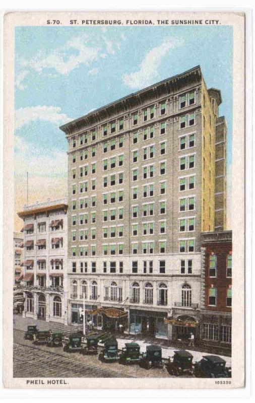 Pheil Hotel St Petersburg Florida 1920c postcard