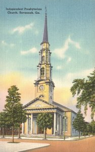 Vintage Postcard 1930's Independent Presbyterian Church Savannah Georgia GA