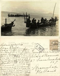 indonesia, SUMATRA, Batak Rowing Boat at Lake Toba (1928) RPPC Postcard