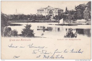 Gruss Aus KARLSRUHE (Baden-Württemberg), Germany, 1900-1910s; Festhalle Mit ...