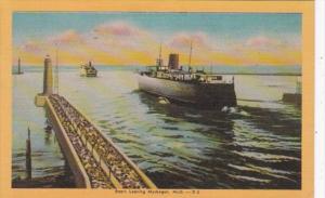 Michigan Muskegon Boats Leaving Harbor 1950 Dexter Press