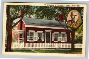 Milan OH-Ohio, Birthplace Of Thomas A Edison, Linen Postcard
