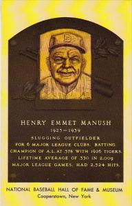 Henry Emmet Manush Baseball Hall Of Fame & Museum Cooperstown New York