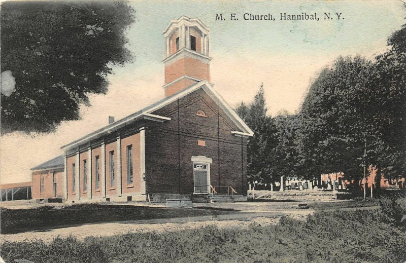 G46/ Hannibal New York Postcard 1908 The M.E. Church Building