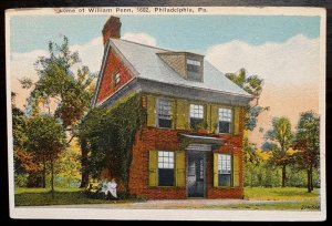 Vintage Postcard 1915-1930 Home of William Penn, Philadelphia, PA