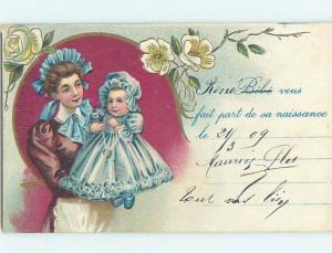 Pre-Linen foreign HAPPY FRENCH MOM HOLDING BABY IN HER ARMS HL7499