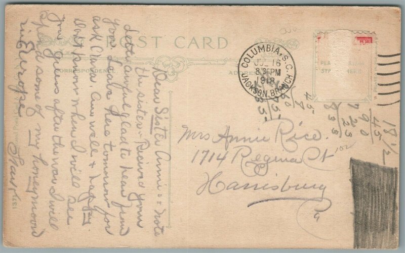 US ARMY YMCA MAIL TRUCK ANTIQUE POSTCARD