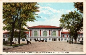 Postcard UT  Salt Lake City Denver, Rio Grande and Western Pacific Union Depot