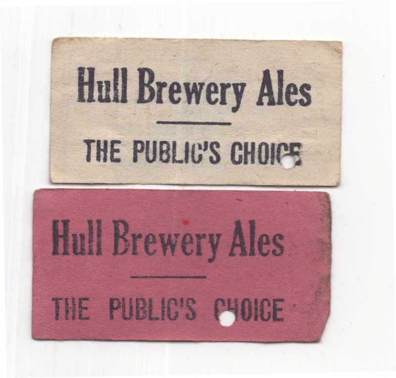 Hull Brewery Yorkshire Real Ales Bus 2x Old Transport Ticket s