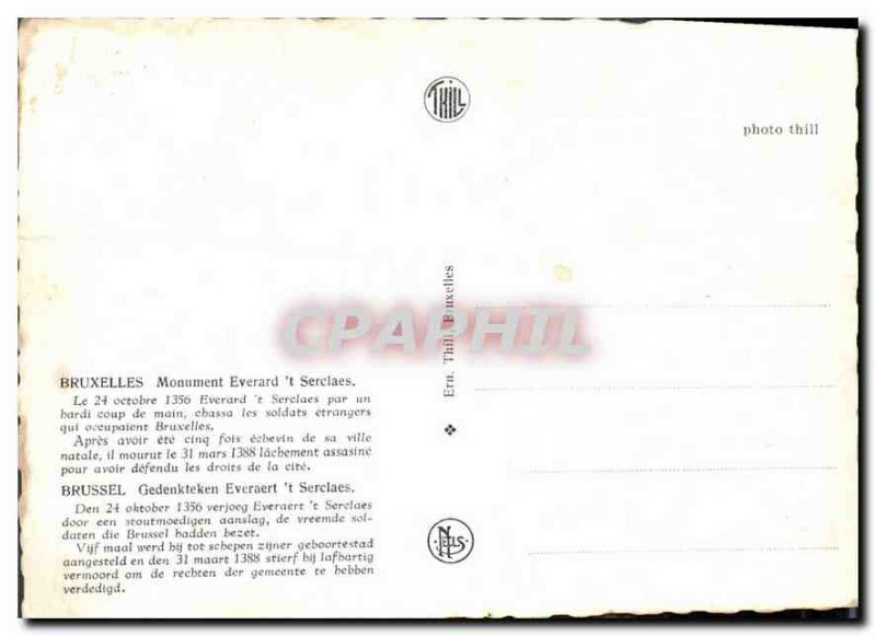 Postcard Modern Brussels Monument Everard't Serclaes