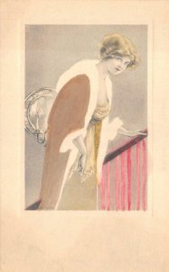 GLAMOUR WOMAN FADE AWAY C.E. PERRY EMBOSSED BORDER POSTCARD (c. 1910)!