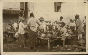 Batavia Java Indonesia Market Scene Natives 1926 Used Real Photo Postcard