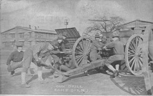GUN DRILL CAMP DIX NEW JERSEY MILITARY POSTCARD 1917