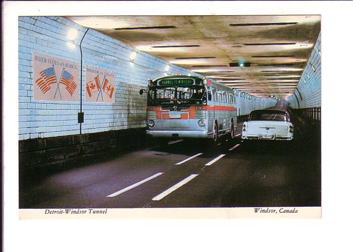 Detroit Windsor Tunnel Ontario, Bus and Car, Country Flags, Interior