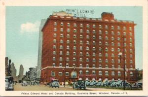 Windsor Ontario ON Prince Edward Hotel & Canada Building Postcard E33