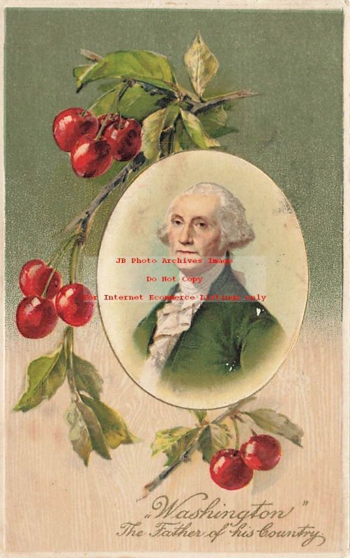 George Washington's Birthday, Winsch, Portrait in Frame, 3 Cherry Tree Branches