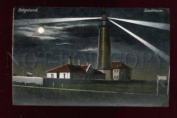 015192 LIGHTHOUSE in HELGOLAND at NIGHT Vintage PC