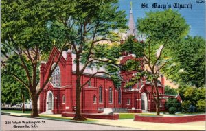 Postcard SC Greenville - St. Mary's Church