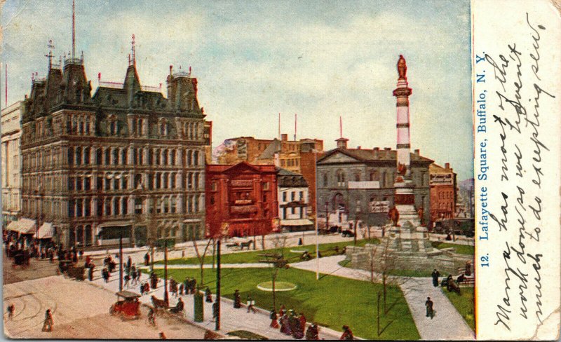 Vtg 1909 Lafayette Square Buffalo New York NY Postcard