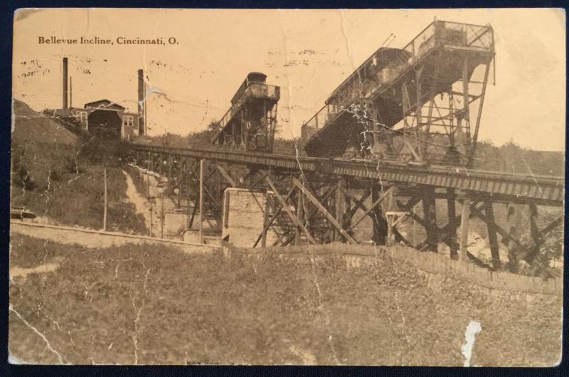 Postcard Picture Used No stamp Bellevue Incline Cincinnati OH LB