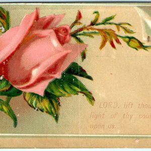 c1880s Psalms 4:6 Bible Quote Victorian Trade Card Christian Lord Jesus Rose C22