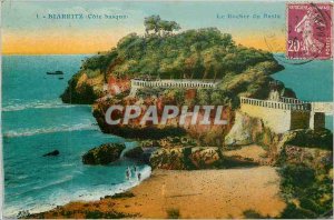 Old Postcard Cote Basque Biarritz Le Rocher du Basta