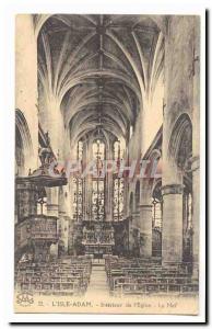 L & # 39Isle Adam Old Postcard Interior of & # 39eglise