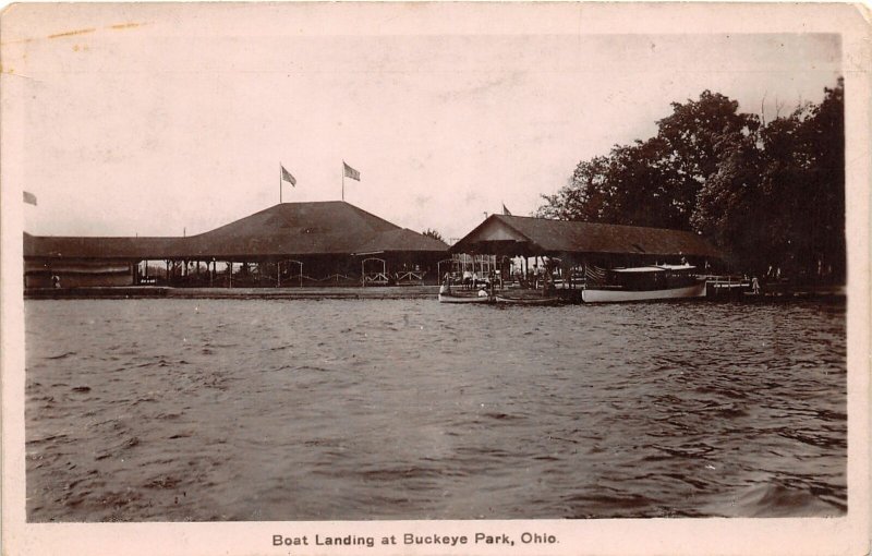 G14/ Buckeye Lake Amusement Park Ohio RPPC Postcard 1908 Boat Landing 