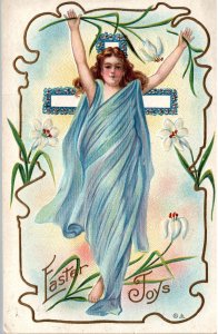 Easter Joys - Angel with Blue - Cross - Embossed - in 1911