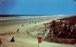 USA Motorcycle Race Daytona Beach Florida Chrome Postcard 08.59