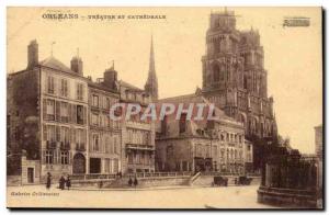 Orleans Postcard Old theater and cathedral