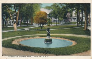 Little Falls NY, New York - Fountain in Western Park - pm 1921 - WB