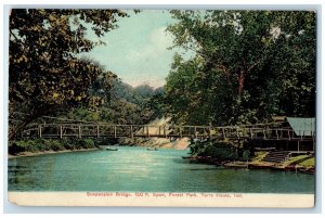 Terre Haute Indiana IN Postcard Suspension Bridge Forest Park c1910's Antique