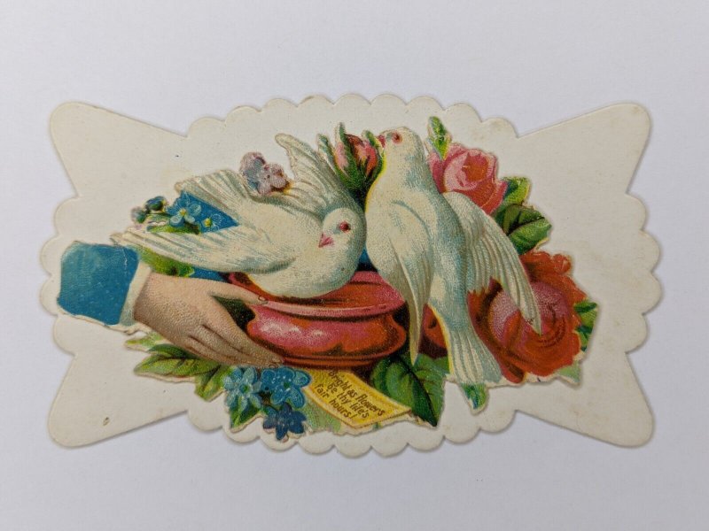 c1880s Herman Meyer Name Calling Card Embossed Hand Dove Die Cut Flap Fancy C34