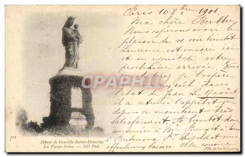 Old Postcard Abbave Graville Sainte Honorine De La Vierge Noire