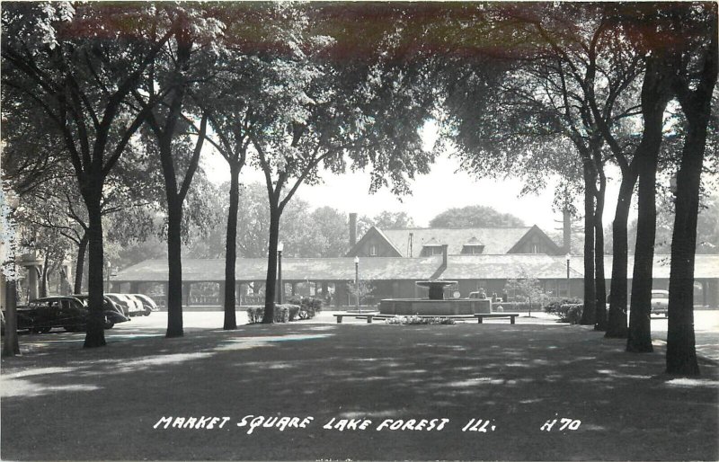 RPPC Postcard; Market Square, Lake Forest IL Lake County, LL Cook H70 Unposted