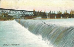 Postcard Wisconsin Janesville Lower Dam Rotograph 1906 23-4386