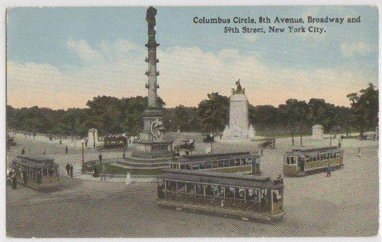 Columbus Circle (trolleys) NYC NY -vintage-