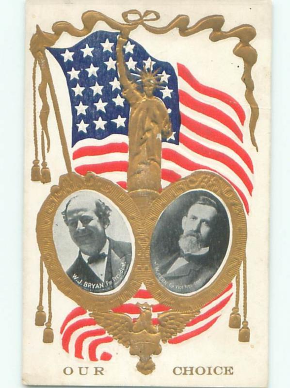 1908 Rare WILLIAM JENNINGS BRYAN FOR PRESIDENT WITH VP J.W. KERN SHOWN AC0888