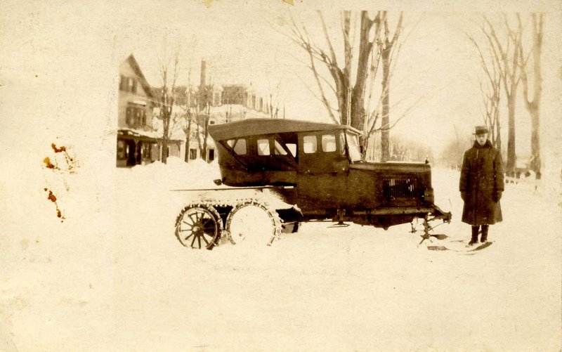 NH - North Conway, Circa 1924. Frank Littlefield & His Snowmobile   *RPPC