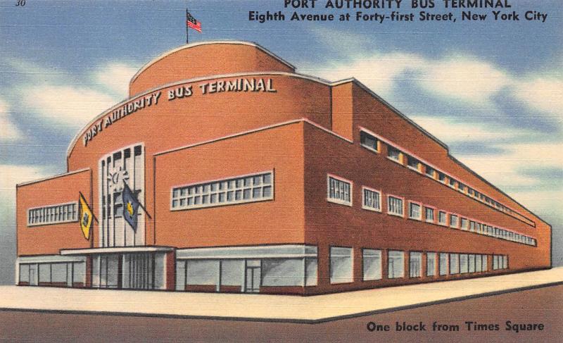 Port Authority Bus Terminal, New York City, N.Y., Early Postcard, Unused