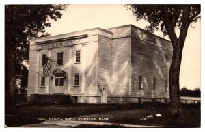 Vintage Masonic Temple, Thomaston, ME Postcard