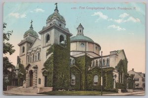 First Congregational Church In Providence Rhode Island~Vines On Sides~PM 1909 PC