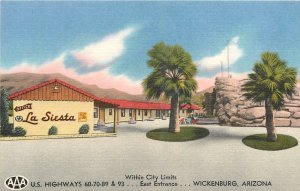 1950s Wickenburg Arizona La Siesta Motel occupation Smith linen Postcard 25-9767