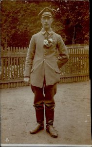 Lot347 soldier with flower real photo social history military bayreuth bavaria