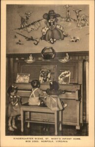 Norfolk VA St. Mary's Infant Home Kindergarten Scene Old Postcard