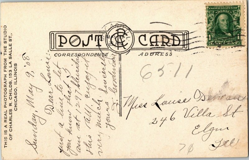 RPPC Lake Michigan on a Windy Day Chicago IL c1908 Vintage Postcard S27