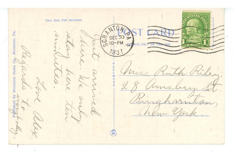 PA - Scranton. Moses Taylor Hospital ca 1937